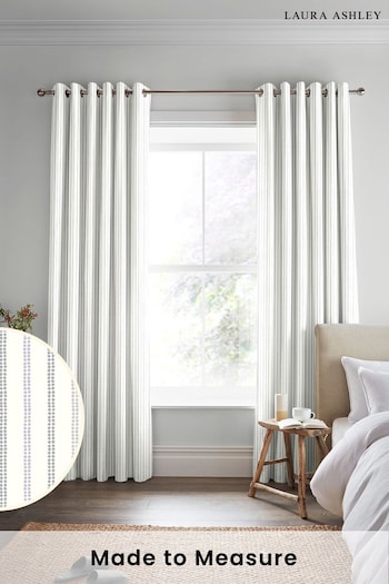 Laura Ashley Dove Grey Candy Stripe Made to Measure Curtains (760349) | £100