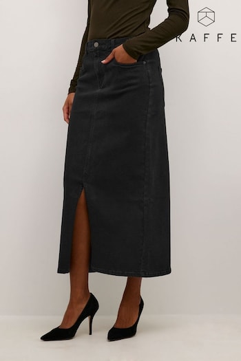 Kaffe Sinem Denim Midi Length Black Skirt (760671) | £80