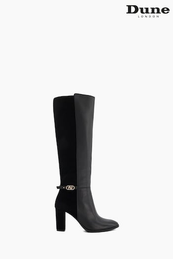 Dune London Solia Clean Smart Black High Haves Boots (760718) | £165