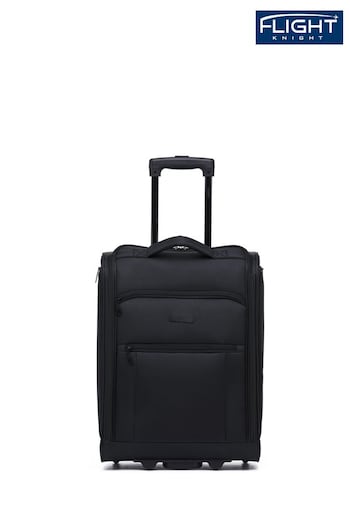 Flight Knight 55x40x20cm Ryanair Priority Soft Case Cabin Carry On Suitcase Hand Black Mono Canvas Luggage (760854) | £50