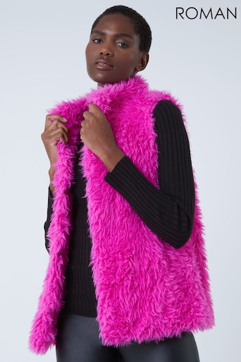 Roman Pink Faux Fur Fluffy Gilet (761298) | £39
