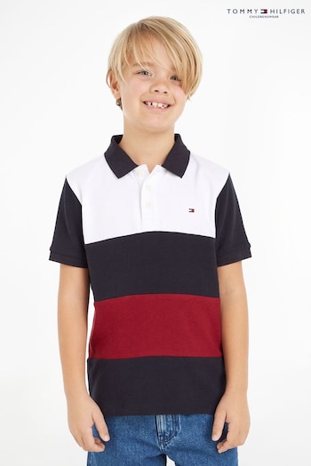 Tommy Hilfiger Boys Global Stripe White Polo Shirt (761540) | £50 - £55