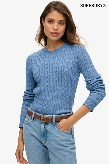 Superdry Wedgewood Blue Fitted Cable Crew Neck Jumper (761743) | £50