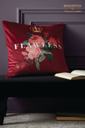 Bridgerton by Catherine Lansfield Red Flawless Floral Cushion (762135) | £18