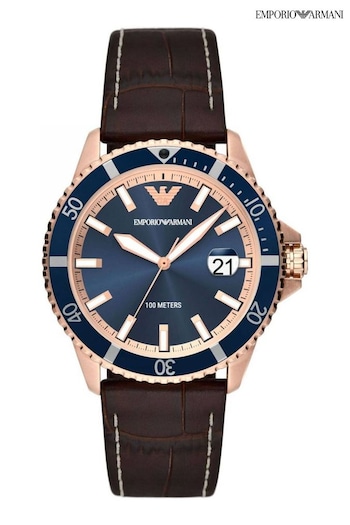 Emporio stretch-cotton Armani Gents Brown Watch (762321) | £239