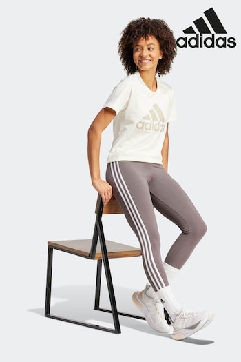adidas Brown Sportswear 3 Stripes Leggings (762351) | £23