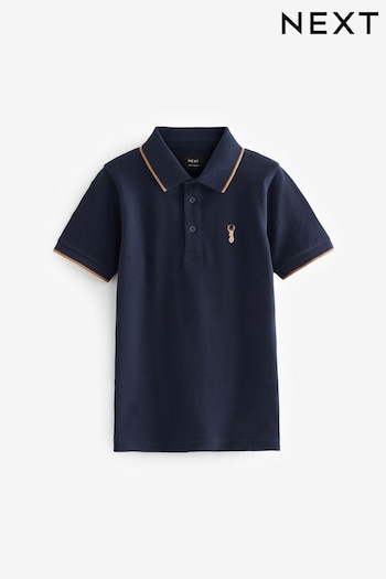 Blue Navy Short Sleeve Printed Polo Shirt (3-16yrs) (762352) | £7 - £12