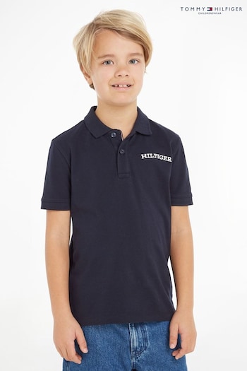 Tommy Hilfiger Boys Blue Hilfiger Arched Polo Shirt (762436) | £33 - £40