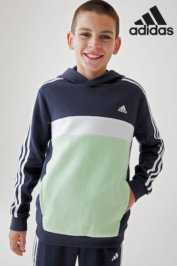 adidas future Blue Kids shoeswear Tiberio 3-Stripes Colourblock Fleece Hoodie (762755) | £33