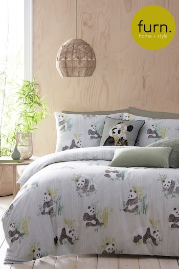 furn. Mint Pandas Reversible Printed Polycotton Duvet Cover and Pillowcase Set (762767) | £16 - £30