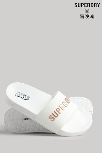 Superdry White Code Logo Pool Sliders (763341) | £27