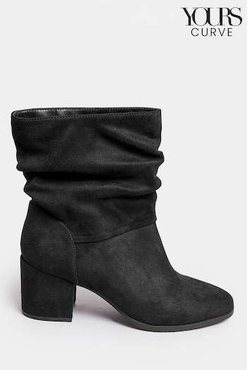 Yours Curve Black Wide Fit Slouch Ankle Micro Boots (763342) | £48