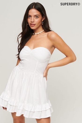 Superdry White 50s Lace Bandeau Mini Dress (763568) | £50
