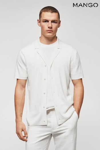 Mango Short-Sleeved Knitted White Shirt (763581) | £50