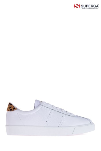 Superga Womens White 2843 Leopard Leather Sports Trainers (764036) | £80