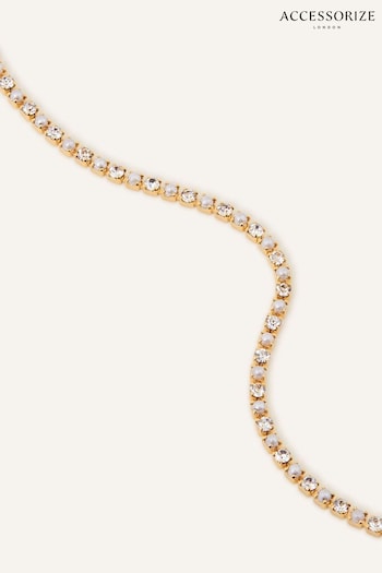 Accessorize Gold-Plated Pearl Sparkle Tennis Bracelet (764121) | £15