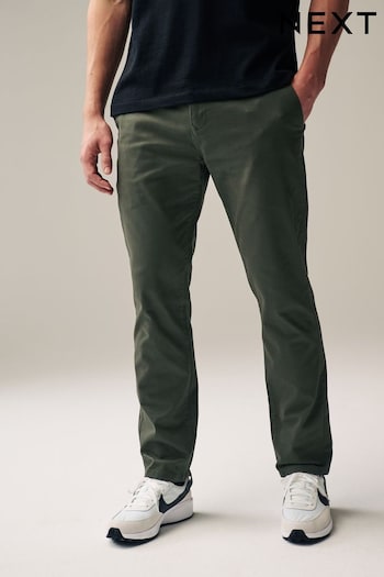 Khaki Green Slim Stretch Chino Trousers ribbed (764272) | £22