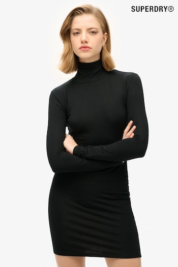 Superdry Black Long Sleeve High Neck Mini Dress (764754) | £45