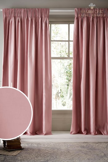 Shabby Chic by Rachel Ashwell® Pink Pencil Pleat Faux Slub Silk Blackout Thermal Curtains (764861) | £50 - £100