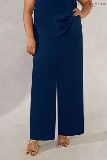 Live Unlimited Curve Navy Blue Chiffon Lined Trousers (765266) | £79