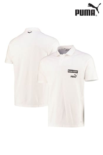 Puma White Manchester City Casuals Polo quadretti Shirt (765339) | £35