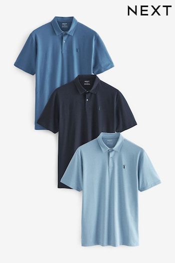 Blue Mix Jersey Polo Striped Shirts 3 Pack (765355) | £40