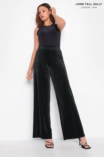 Long Tall Sally Black Velour Wide Leg Black Trousers (765410) | £37
