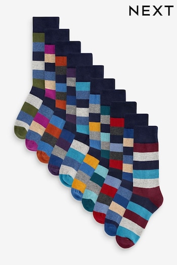 Stripe 10 Pack Cushioned Sole Comfort Socks (765455) | £30