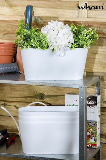Wham Set of 4 White Garden Studio 30cm Oval Plastic Troughs (765747) | £15