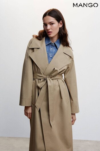 Mango Oversized Brown Cotton Trench Coat (766018) | £100