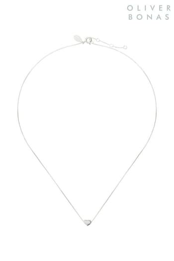Oliver Bonas Sterling Silver Heart Bead Necklace (766024) | £26