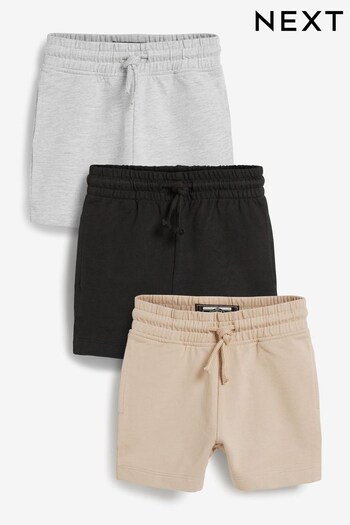Stone/Charcoal/Grey Jersey ruffle-collar Shorts 3 Pack (3mths-7yrs) (766077) | £13 - £17