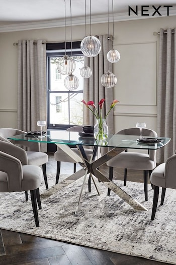 Chrome Alessa Glass 6 Seater Dining Table (766094) | £675
