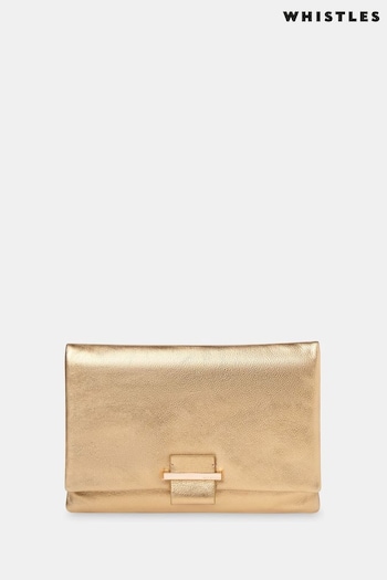 Whistles Gold Alicia Clutch (766151) | £119