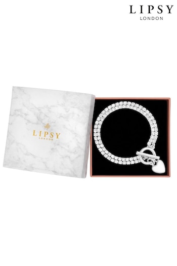Lipsy Jewellery Silver Tone Cupchain Heart T Bar Bracelet - Gift Boxed (766349) | £25