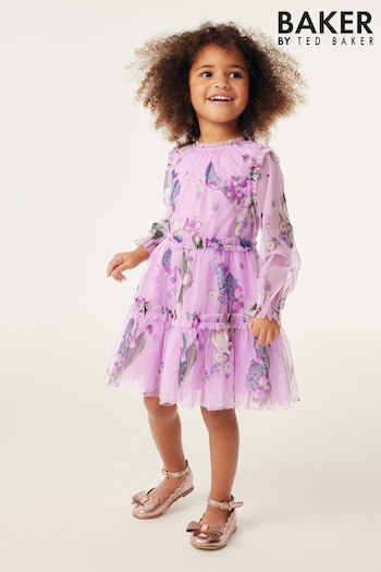 Baker by Ted Baker Lilac Floral Mesh Dress (766405) | £37 - £42