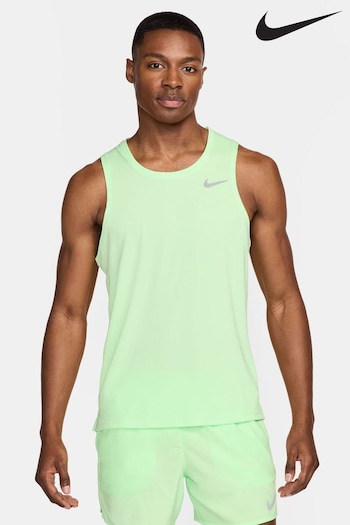 nike atlanta Light Green Dri-FIT Miler Running Vest (766692) | £28