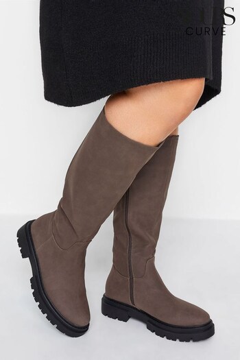 Yours Curve Brown Wide Fit Cleated Calf Boots (766850) | £50