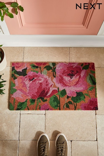 Pink Rose Print Doormat (766966) | £14 - £24