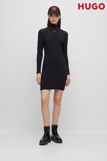 HUGO Black Stretch Cotton Jersey Dress (767279) | £119