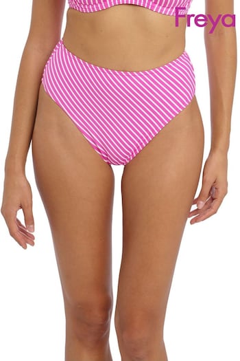 Freya Pink Stripe Jewel Cove High Waist Bikini Bottoms (767299) | £28