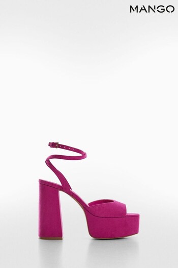 Mango Pink Platform Ankle-Cuff Sizzled Sandals (767392) | £60