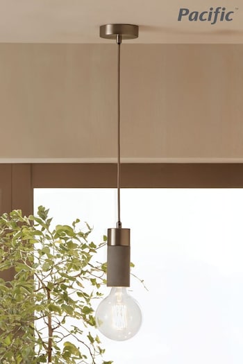 Pacific Chrome Frowick Concrete And Brushed Chrome Ceiling Light (767645) | £50