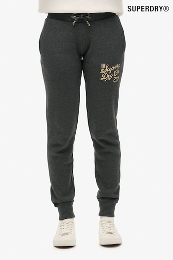 Superdry Nearly Black Heather Slim Luxe Metallic Logo Joggers (767982) | £60