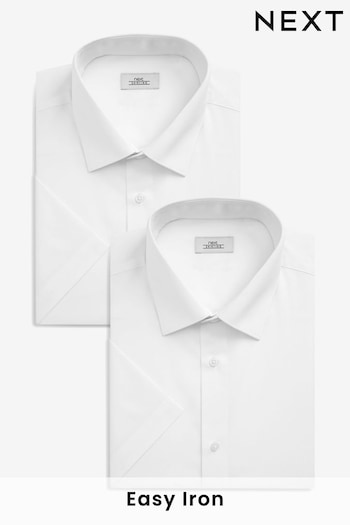 White Regular Fit Short Sleeve Shirts 2 Pack (768238) | £32