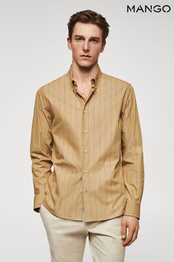 Mango Brown Striped Cotton Shirt (768258) | £50
