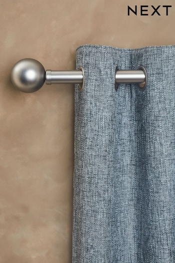 Brushed Silver Ball Finial Extendable Curtain 35mm Pole Kit (768366) | £65 - £85