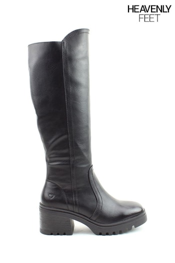 Heavenly Feet Ladies Vegan Friendly Tall Black Boots minimalistas (768642) | £70