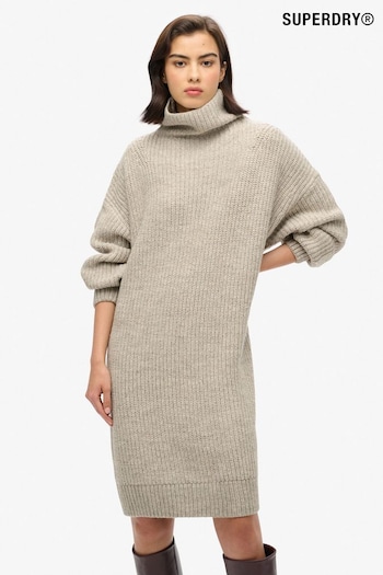 Superdry Light Grey Twist Chunky Rib Knit Jumper Dress (768803) | £90