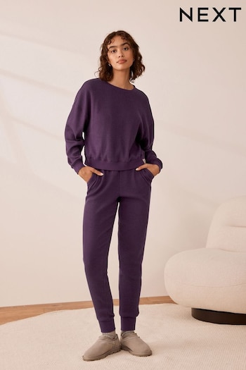 Aubergine Purple Rib Long Sleeve Pyjamas (769346) | £36